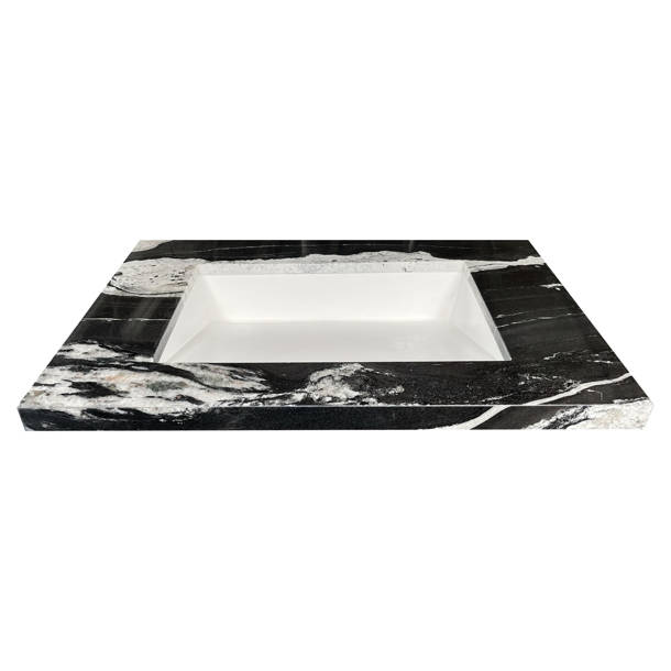 Marble-Lite 16'' Gloss White Polymarble Rectangular Undermount Bathroom ...